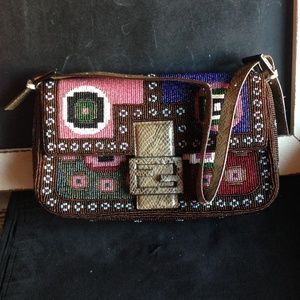 Vintage FENDI Beaded Baguette Handbag Purse
